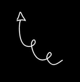 Curly arrow pointing from headline to app interface