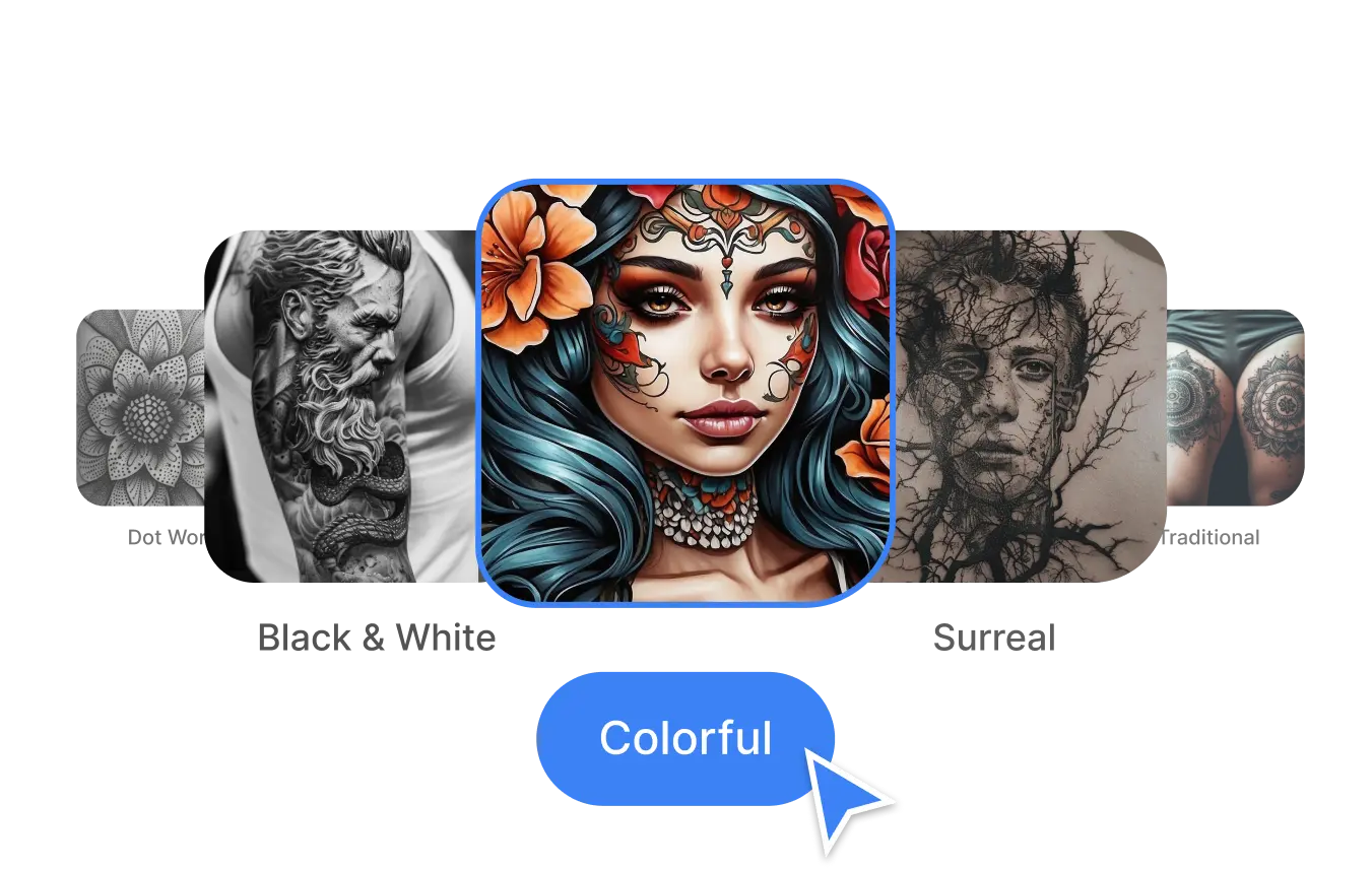 Step 2: Select tattoo style and color options